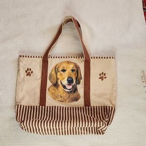 Dog print canvas tote bag